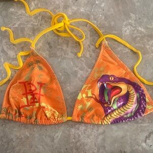 Ed Hardy Orange and Yellow Bikini Top